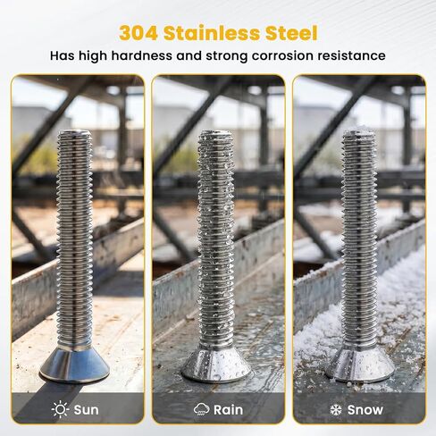 1/4-20 x 1-1/2" Flat Head Socket Cap Screws Countersunk Bolts, Allen Socket Drive, Stainless Steel 18-8 (304), Bright Finish, 50 PCS in Kuwait