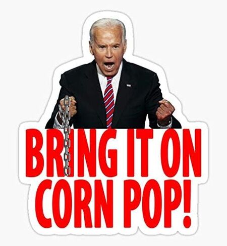 Sleepy Joe Biden Corn POP Shirt - Sticker Graphic - Auto, Wall, Laptop, Cell, Truck Sticker for Windows, Cars, Trucks in Kuwait