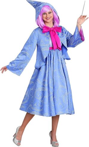 Women's Fairy Godmother Costume Sleeveless Shirt Dress with Hooded Cape Cosplay Costume for Party Stage Performance in Saudi Arabia