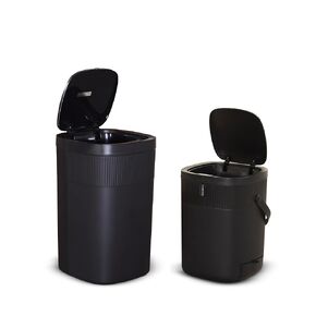 Ninestars 13.2 Gallon Automatic Trash Can, 50L + 12L Touchless Motion Sensor Garbage Can Set of 2 with Soft Close Lid, Liner Ring, Fingerprint Resistant Stainless Steel Kitchen and Bathroom, Black in Kuwait