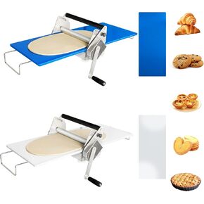 قطاعة عجين مقاس 12 بوصة مع لوحتين مغطيتين، 0.2-17.5 مم قابلة للتعديل، آلة لف العجين اليدوية من الفولاذ المقاوم للصدأ للبيتزا وعجين المعجنات المنتفخة والكرواسون - الخبز المنزلي والتجاري 5p1 in Kuwait