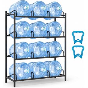 5 Gallon Water Dispenser Jug Holder, | Holder Heavy Duty Water Cooler Jug Rack with 2 Carry Handles, 4 Tier Water Storage Rack with 12 Slots for Gallon Jugs in Saudi Arabia