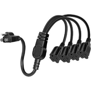 1625W Power Cord Extension Cord Splitter 4 Plug Outdoor Outlet Extender NEMA 5-15P to NEMA 5-15R x4 Cable for Powering Multiple Appliances Simultaneously (1.5FT) in Saudi Arabia