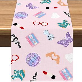 Vohado Era's Party Table Runner الفتاة الموسيقى حفلة عيد ميلاد الديكور المغني العازبة الزفاف دش غرفة الطعام المنزل مطبخ جزيرة ديكور in Kuwait