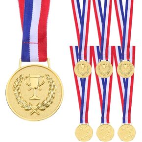 6 Pcs Gold Winner Medals 1st Place Metal Award Medal Sports Day Medals with Neck Ribbon for Games Competitions, Sports Events, Tournament Awards, Party Favors and Decorations in Kuwait
