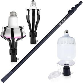 LOVEETA® Gen2 12Ft [18Ft Reach] عمود مبدل المصباح الكهربائي خفيف الوزن وقابل للتمديد للأسقف العالية - مبدل عمود المصباح الكهربائي التلسكوبي مع قابض المصباح - ذهبي شامبانيا in Kuwait