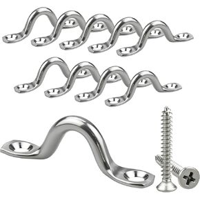 10PCS 304 Stainless Steel Eye Straps, Heavy Duty Pad Eye Loops with Screws, Marine Grade Ceiling Wall Mount U Hook for Boat, Kayak, Garage, Bimini Top Rigging (Hook Length 2.13 inch) in Saudi Arabia