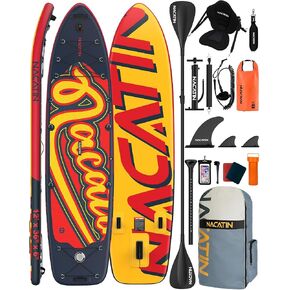 NACATIN 12' Extra Large Inflatable Stand Up Paddle Board with Seat, Wide 36" SUP Board for Adults & Family, with Single/Double Paddle, Kayak Seat, Pump, Stable Wide Platform for Beginners, Lake,River in Saudi Arabia