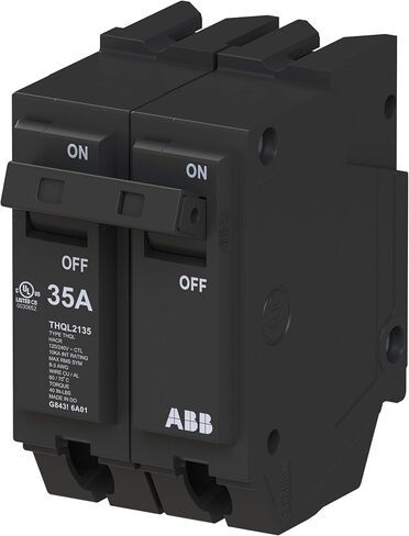 ABB Q-Line® THQL2135 Circuit Breaker • 35 Amp Double-Pole Breaker • 120/240 VAC • 10 kAIC Interrupt Rating • Thermal Magnetic Plug-On Breaker for Load Centers in Kuwait