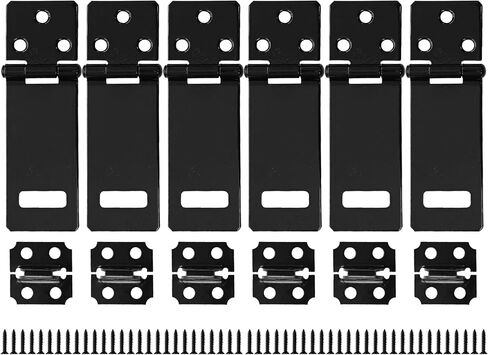 6PCS 2 Inch Padlock Hasp Latch, Black Iron Door Slide Bolt Lock Security Gate Clasp Hardware with Screws for Home Garden Yard Wooden Fence Cabinet Window Pet Cage in Kuwait