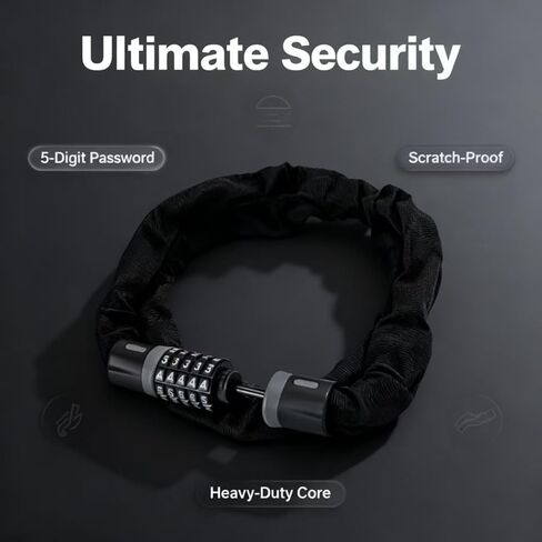 5 Digit Combination High Security Anti Theft Bike Chain Lock in Kuwait