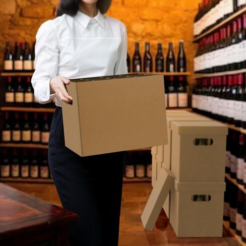 NUMINA 2 Pack Wine Shipping Boxes with Dividers, 12-Bottle Corrugated Moving and Storage Box for Wine, Champagne or Glass Bottles, Heavy-Duty Cardboard Cartons for Fragile Items in Kuwait