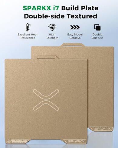 Creality Official SPARKX i7 Build Plate, Double Sided Textured PEI Sheet, 265×300mm Magnetic Flexible Removable Spring Steel Printing Plate, 3D Printer Bed Plate Gold (Without Magnetic Base) in Kuwait