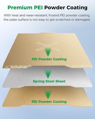 Creality Official SPARKX i7 Build Plate, Double Sided Textured PEI Sheet, 265×300mm Magnetic Flexible Removable Spring Steel Printing Plate, 3D Printer Bed Plate Gold (Without Magnetic Base) in Kuwait