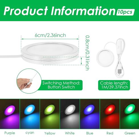 5Pcs Remote Control RGB LED Lamp Kit 001 for Bambu Lab, Multicolor RGB 3D Printer LED Lamp Kit, Adjustable 3D Printed DIY Hardware Model Spare Parts, 5V USB Powered in Kuwait