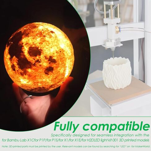 5Pcs Remote Control RGB LED Lamp Kit 001 for Bambu Lab, Multicolor RGB 3D Printer LED Lamp Kit, Adjustable 3D Printed DIY Hardware Model Spare Parts, 5V USB Powered in Kuwait