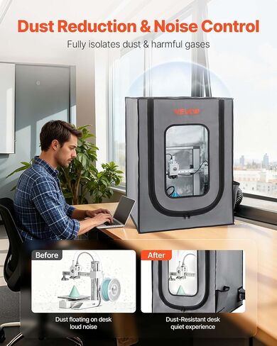 VEVOR 3D Printer Enclosure with Ventilation, Dustproof Waterproof Oxford Cloth Resin 3D Printer Tent, Constant Temperature Protective Case with LED, Compatible with Photon Mono/Mars 3, FDM/LCD Printer in Kuwait