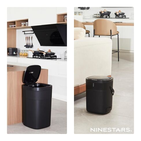 Ninestars سلة المهملات الأوتوماتيكية سعة 13.2 جالون، 50 لتر + 12 لتر، مجموعة قمامة بمستشعر حركة بدون لمس مكونة من قطعتين مع غطاء ناعم وإغلاق، وحلقة بطانة، ومطبخ وحمام من الفولاذ المقاوم للصدأ مقاوم لبصمات الأصابع، أسود in Kuwait