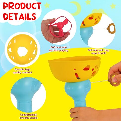 Outdoor Flying Disc Launcher Toys Set Pull-String Launchers Flying Toys Summer Fun Outdoor Activities in Kuwait