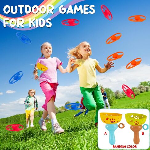 Outdoor Flying Disc Launcher Toys Set Pull-String Launchers Flying Toys Summer Fun Outdoor Activities in Kuwait