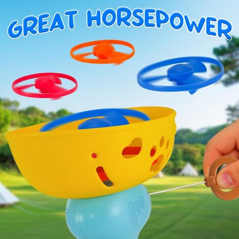 Outdoor Flying Disc Launcher Toys Set Pull-String Launchers Flying Toys Summer Fun Outdoor Activities in Kuwait