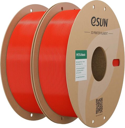 eSUN PETG Basic 3D خيوط الطابعة 1.75 مم، صلابة عالية ولمسة نهائية لامعة، خيوط PETG حمراء، ثابتة الأبعاد، بكرة 1 كجم (2.2 رطل) لطابعات FDM in Kuwait