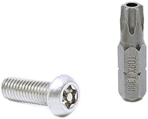 (100 قطعة) براغي مقاومة للعبث برأس زر BelMetric M6X12 من الفولاذ المقاوم للصدأ برغي أمان لرأس زر توركس 30 مع دبوس، SBT6X12SS in Kuwait