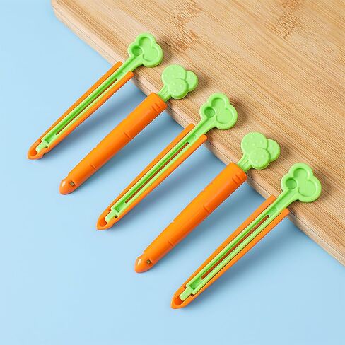 5Pcs Food Sealing Clamp, Carrot Shape Reusable Snack Bag Clips with Magnet Storage Box for Kitchen Home in Kuwait