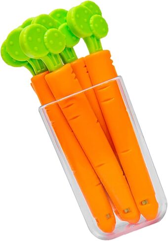 5Pcs Food Sealing Clamp, Carrot Shape Reusable Snack Bag Clips with Magnet Storage Box for Kitchen Home in Kuwait