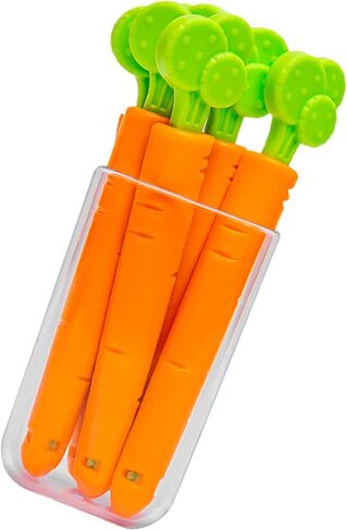 5Pcs Food Sealing Clamp, Carrot Shape Reusable Snack Bag Clips with Magnet Storage Box for Kitchen Home in Kuwait