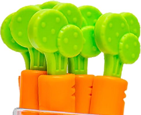 5Pcs Food Sealing Clamp, Carrot Shape Reusable Snack Bag Clips with Magnet Storage Box for Kitchen Home in Kuwait