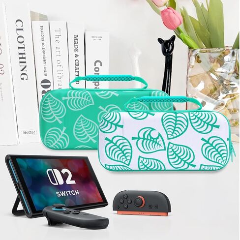 Carrying Case for Nintendo Switch 2, Large Capacity Switch 2 Case Hard Shell Protective Travel Pouch with 12 Game Card Slots Slim Storage Bag for Console & Accessories Cute Carry Cases for Gift, Green in Saudi Arabia