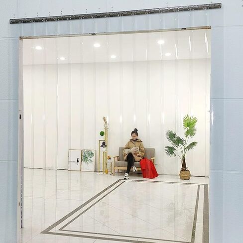 This Clear PVC Strip Curtain Kit for Walk-in Freezers Coolers Warehouses & Garages - Waterproof Plastic Door Strips (59.05"x86.61") - Easy Install & Energy Efficient Solution in Kuwait