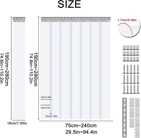 This Clear PVC Strip Curtain Kit for Walk-in Freezers Coolers Warehouses & Garages - Waterproof Plastic Door Strips (59.05"x86.61") - Easy Install & Energy Efficient Solution in Kuwait