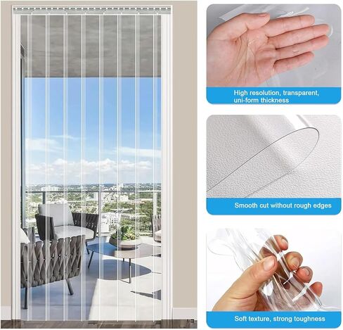 This Clear PVC Strip Curtain Kit for Walk-in Freezers Coolers Warehouses & Garages - Waterproof Plastic Door Strips (59.05"x86.61") - Easy Install & Energy Efficient Solution in Kuwait