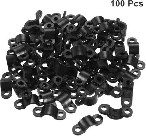 uxcell 100pcs Nylon Cable Clamp Wire Tube Fastener Fixing Clip Curve Black in Kuwait