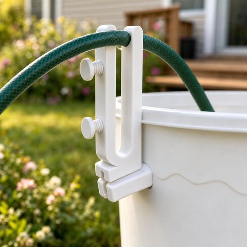 1PCS Barrel Garden Hose Holder Clamp, Wall Mounted Pipe Organizer for Yard Storage, Heavy Duty Secure Hose Hanger Bracket Outdoor (White,1pcs) in Kuwait