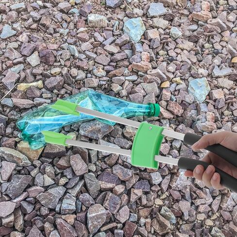PartyKindom Aluminum Alloy Trash Grabber Clamp with Long Handle, Dual Rod Garbage Tongs Waste Picker Tool for Outdoor Sanitation and Litter Collection in Kuwait