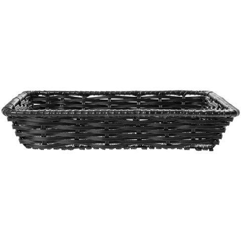 HUBERT Wicker Storage Basket Black Plastic - 14"L x 12"W x 2 1/2"D in Kuwait