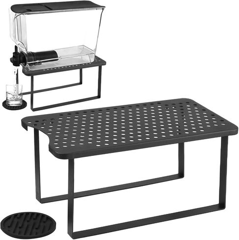 2PCS Water Filter Dispenser Stand with Silicone Drip Coasters, 14.9 in Metal Water Dispenser Stand, Metal Shelf Organizer for Kitchen, Cabinet, Countertop (Black) in Kuwait
