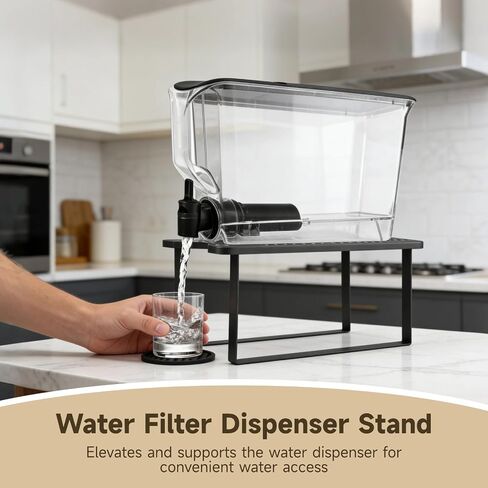 2PCS Water Filter Dispenser Stand with Silicone Drip Coasters, 14.9 in Metal Water Dispenser Stand, Metal Shelf Organizer for Kitchen, Cabinet, Countertop (Black) in Kuwait
