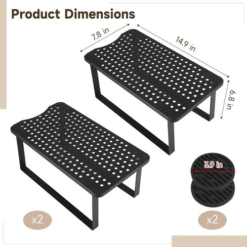 2PCS Water Filter Dispenser Stand with Silicone Drip Coasters, 14.9 in Metal Water Dispenser Stand, Metal Shelf Organizer for Kitchen, Cabinet, Countertop (Black) in Kuwait
