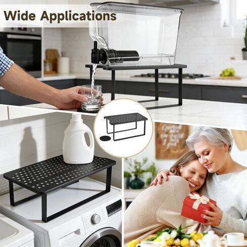 2PCS Water Filter Dispenser Stand with Silicone Drip Coasters, 14.9 in Metal Water Dispenser Stand, Metal Shelf Organizer for Kitchen, Cabinet, Countertop (Black) in Kuwait