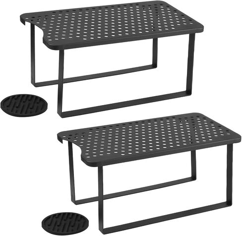 2PCS Water Filter Dispenser Stand with Silicone Drip Coasters, 14.9 in Metal Water Dispenser Stand, Metal Shelf Organizer for Kitchen, Cabinet, Countertop (Black) in Kuwait