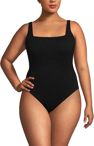 Lands' End Womens Boucle Square Neck Scoop Back One Piece Swimsuit in Kuwait
