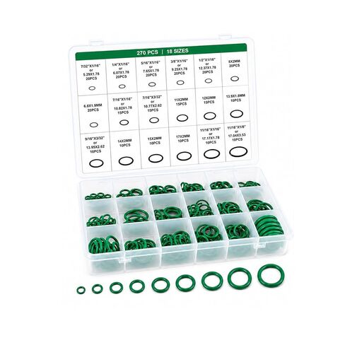 270PCS AC O Ring Kit, 18 Sizes NBR Rubber O Ring Assortment Set, Oil Resistant Air Conditioning Seal Gasket Kit for Automotive AC Compressor Repair, Car Accessories with Storage Box in Kuwait