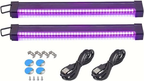 2 قطعة 12.6 بوصة USB UV LED Blacklight 385-400nm شريط ضوء أسود تأثير ضوء أضواء المسرح للحفلات، مع مفتاح للهالوين/عيد الميلاد/عيد الحب في نادي ديسكو، جهد منخفض 5 فولت in Kuwait