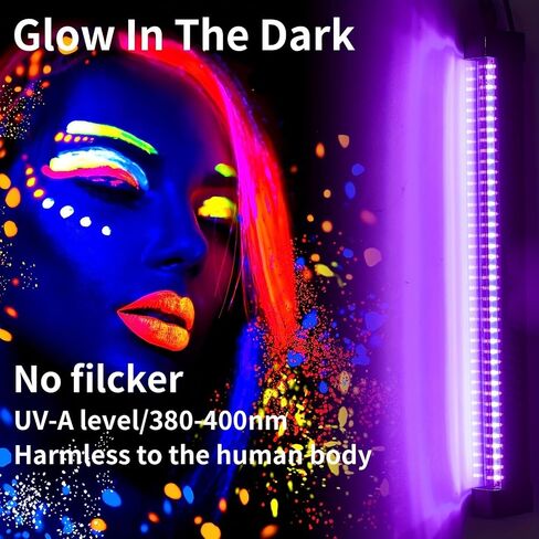 2 قطعة 12.6 بوصة USB UV LED Blacklight 385-400nm شريط ضوء أسود تأثير ضوء أضواء المسرح للحفلات، مع مفتاح للهالوين/عيد الميلاد/عيد الحب في نادي ديسكو، جهد منخفض 5 فولت in Kuwait