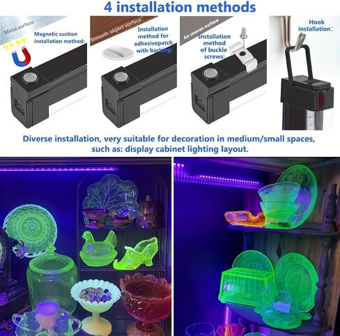 2 قطعة 12.6 بوصة USB UV LED Blacklight 385-400nm شريط ضوء أسود تأثير ضوء أضواء المسرح للحفلات، مع مفتاح للهالوين/عيد الميلاد/عيد الحب في نادي ديسكو، جهد منخفض 5 فولت in Kuwait