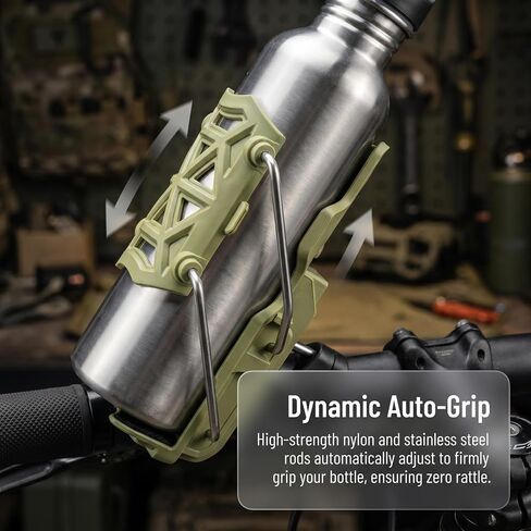 Auto-Adaptive Bike Water Bottle Holder Shockproof Bicycle Cup Mount with 360°Rotation Universal Fit for MTB Road Bike Motorcycle & Stroller-Olive in Kuwait